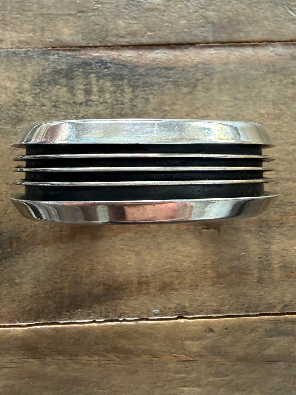 Vintage Four Channel Rail Cuff Handmade Navajo Artist Tom Hawk Sterling Silver